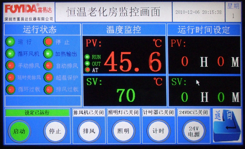 觸摸屏老化房控制系統